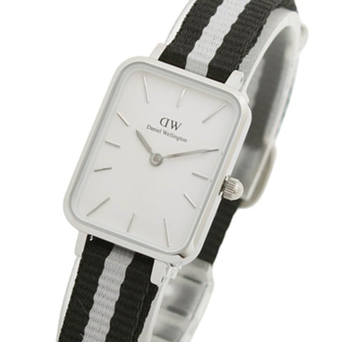 ダニエルウェリントン DANIEL WELLINGTON  Quadro 20x26mm Black & Grey NATO  Silver White DW00100676 腕時計 レディース ホワイト クオーツ